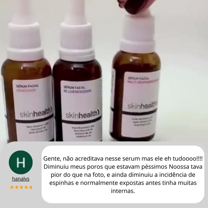 Sérum Pré Make - Restaurador - Sérum Nano Retinol + Ácido Hialurônico + Vitamina Skinhealth 30ml - Pré Maquiagem
