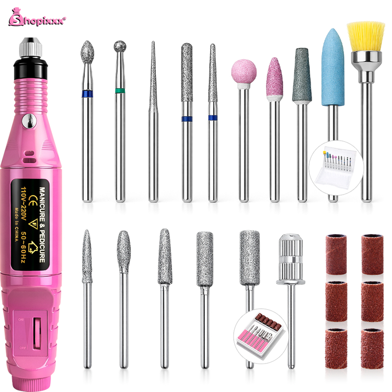 Kit Manicure Lixadeira Eletrica De Unha + Kit 10 brocas Tips Acrigel Profissional