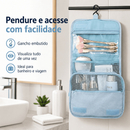 【ORGANIZADOR DE VIAGEM】Necessaire Suspensa com Divisórias, Resistente e Impermeável para Maquiagem e Higiene