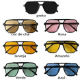 Óculos de sol retrô oversized com armação dupla, proteção UV, um item essencial para o inverno