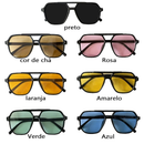 Óculos de sol retrô oversized com armação dupla, proteção UV, um item essencial para o inverno