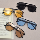 Óculos de sol retrô oversized com armação dupla, proteção UV, um item essencial para o inverno