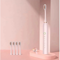 Kit Escova Dental Elétrica Sônica Recarregável IPX7 à Prova d’Água c/ 2 Cabeças Substituíveis