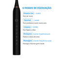 Kit Escova Dental Elétrica Sônica Recarregável IPX7 à Prova d’Água c/ 2 Cabeças Substituíveis
